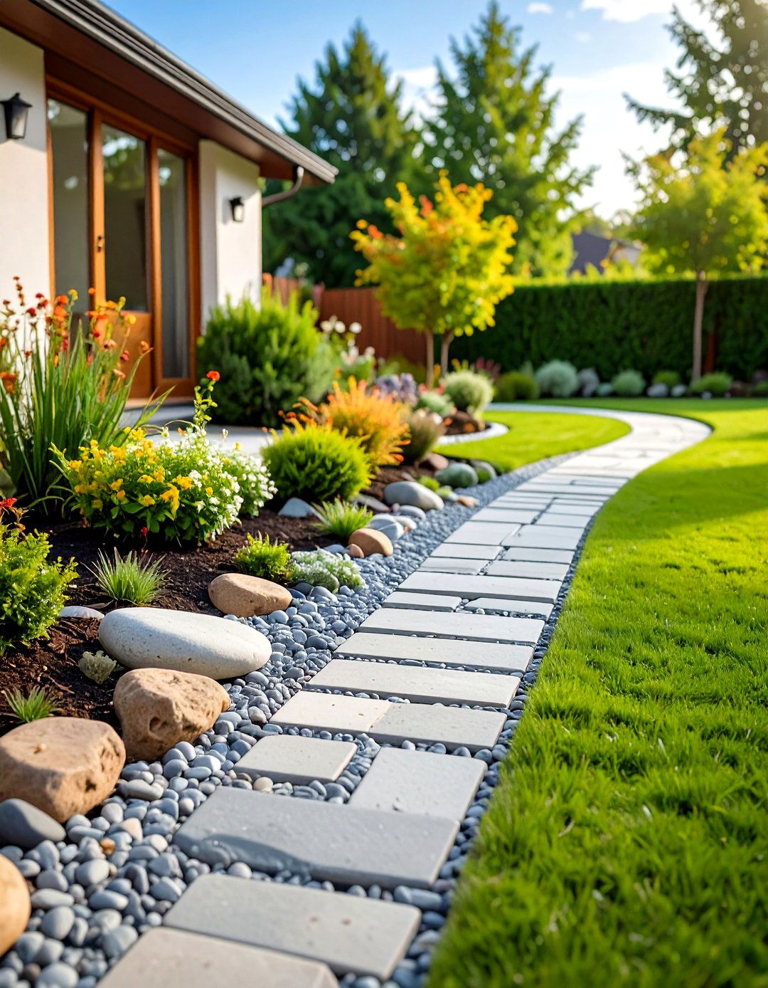 Classic Garden Bed River Rock Edging - 20 River Rock Edging Ideas