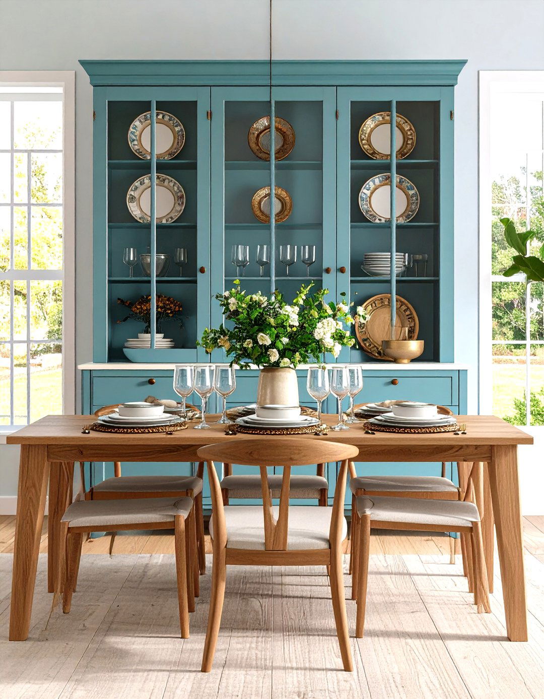 Classic Glass Front Dining Room Hutch Showcase - 20 Dining Room Hutch Ideas