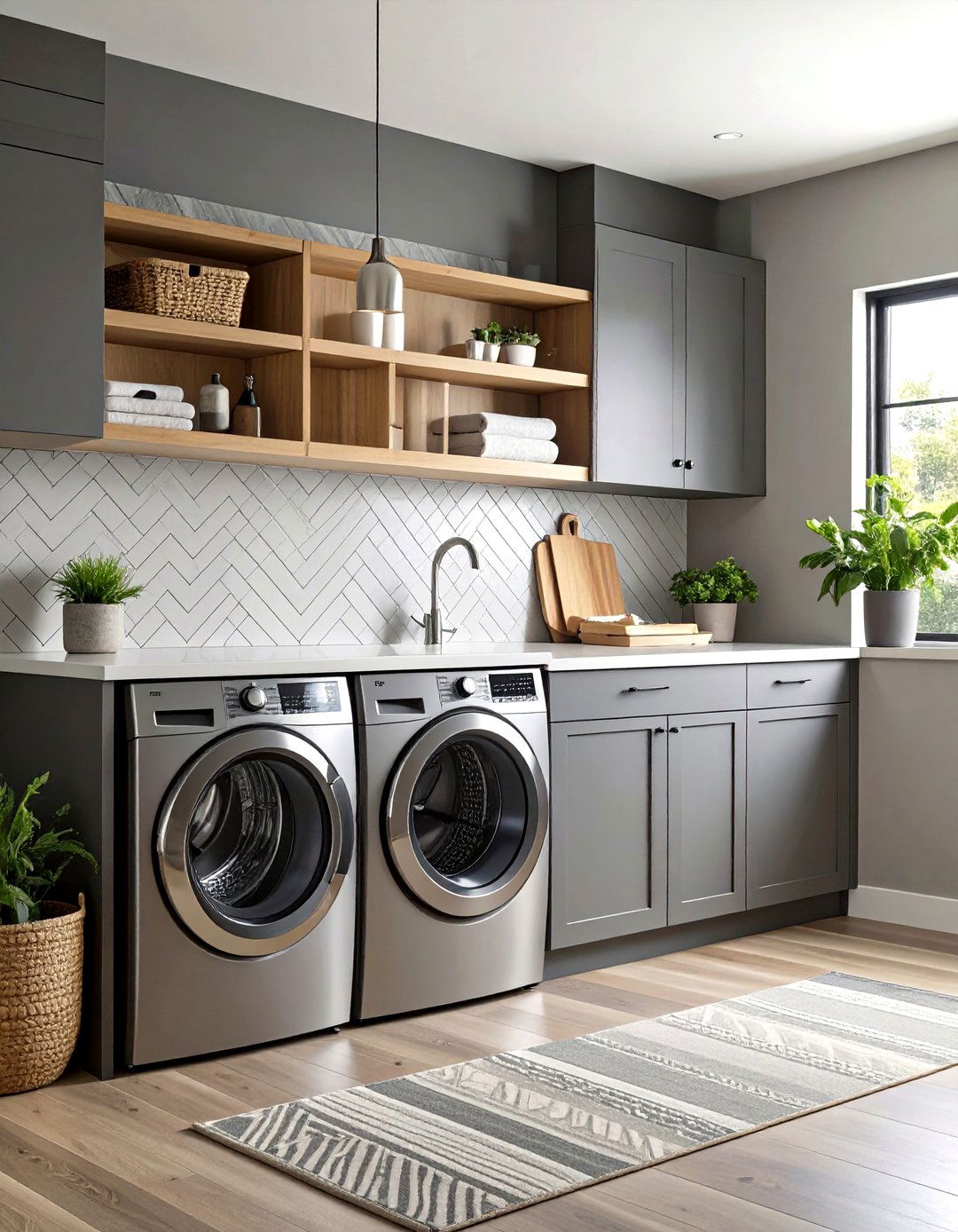 Classic Gray for Low Light Laundry Corners - 20 Laundry Room Paint Ideas