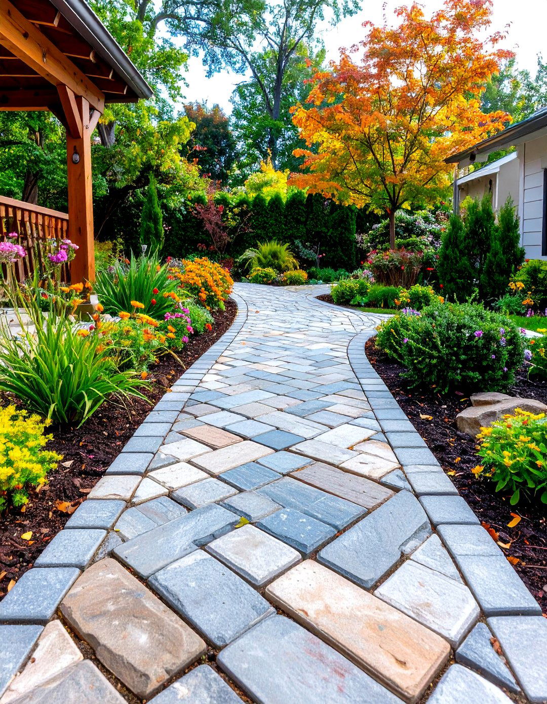 Classic Herringbone Cobblestone Walkway - 20 Cobble Stone Walkway Ideas