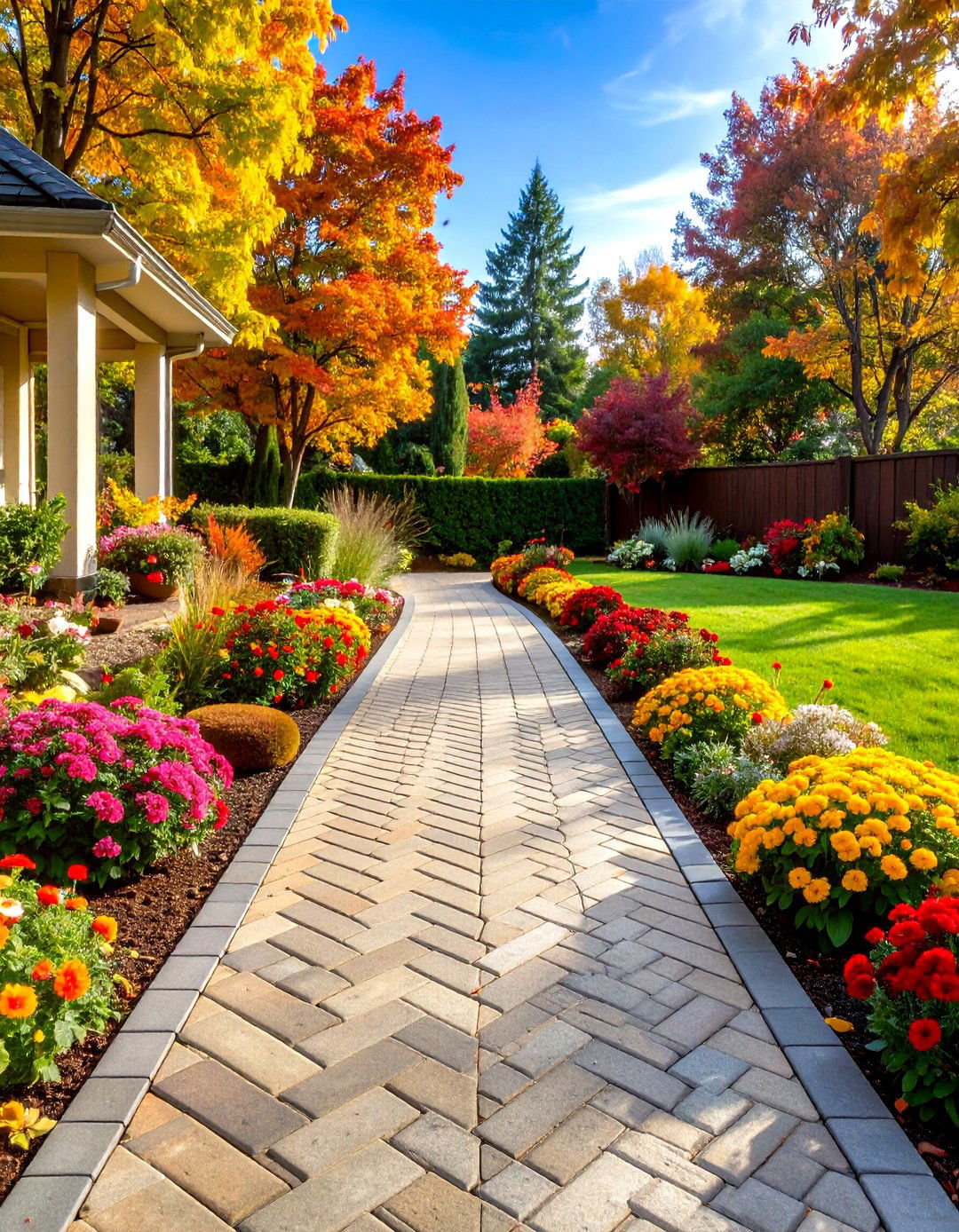 Classic Herringbone Paver Walkway - 20 Paver Walkway Ideas