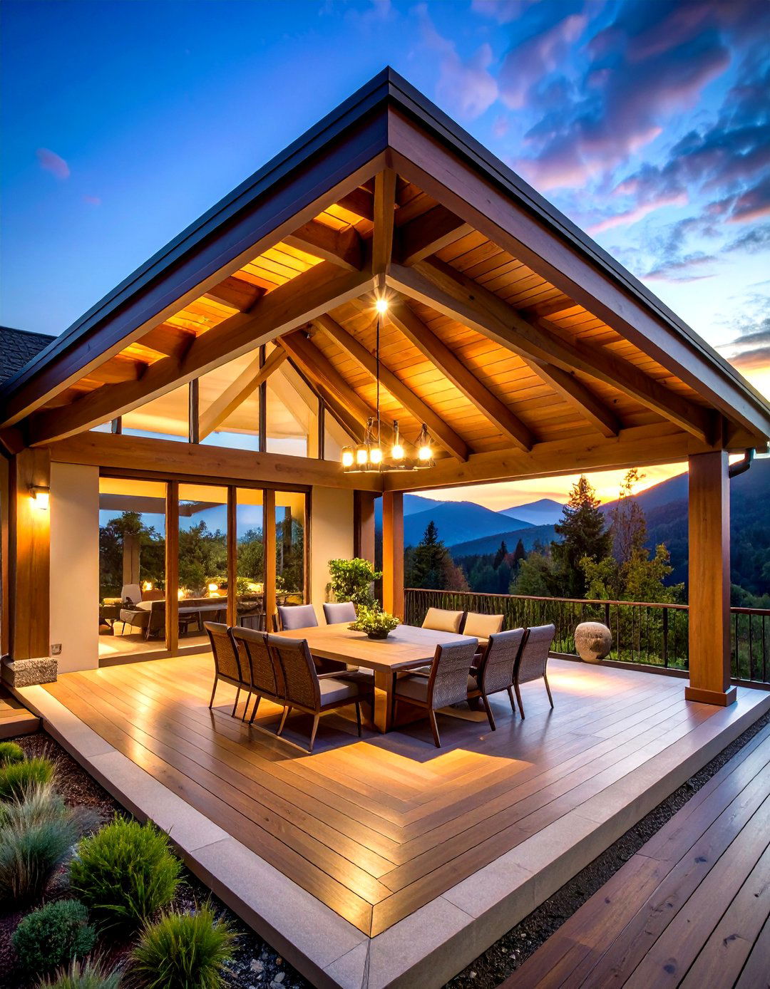 Classic High Pitch Gable Patio Roof Adds Instant Volume - 20 Gable Patio Roof Design Ideas