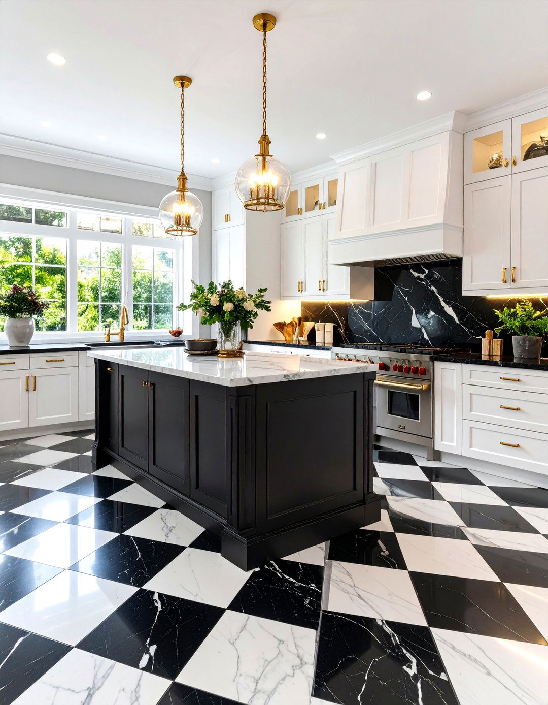 Classic Marble Harlequin Checkered Floors Kitchen - 20 Kitchens With Checkered Floors