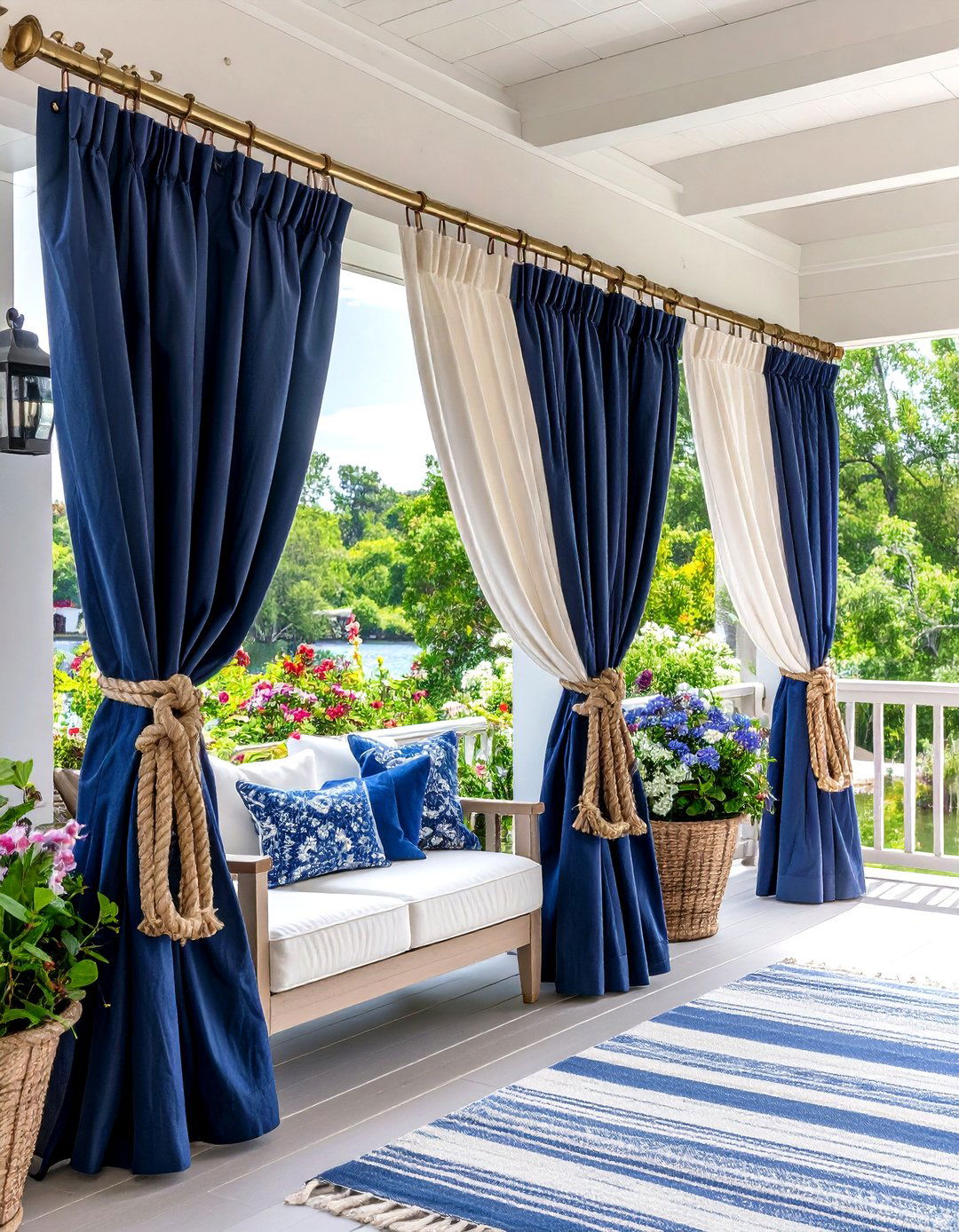 Classic Nautical Patio Curtain Theme - 20 Patio Curtain Ideas