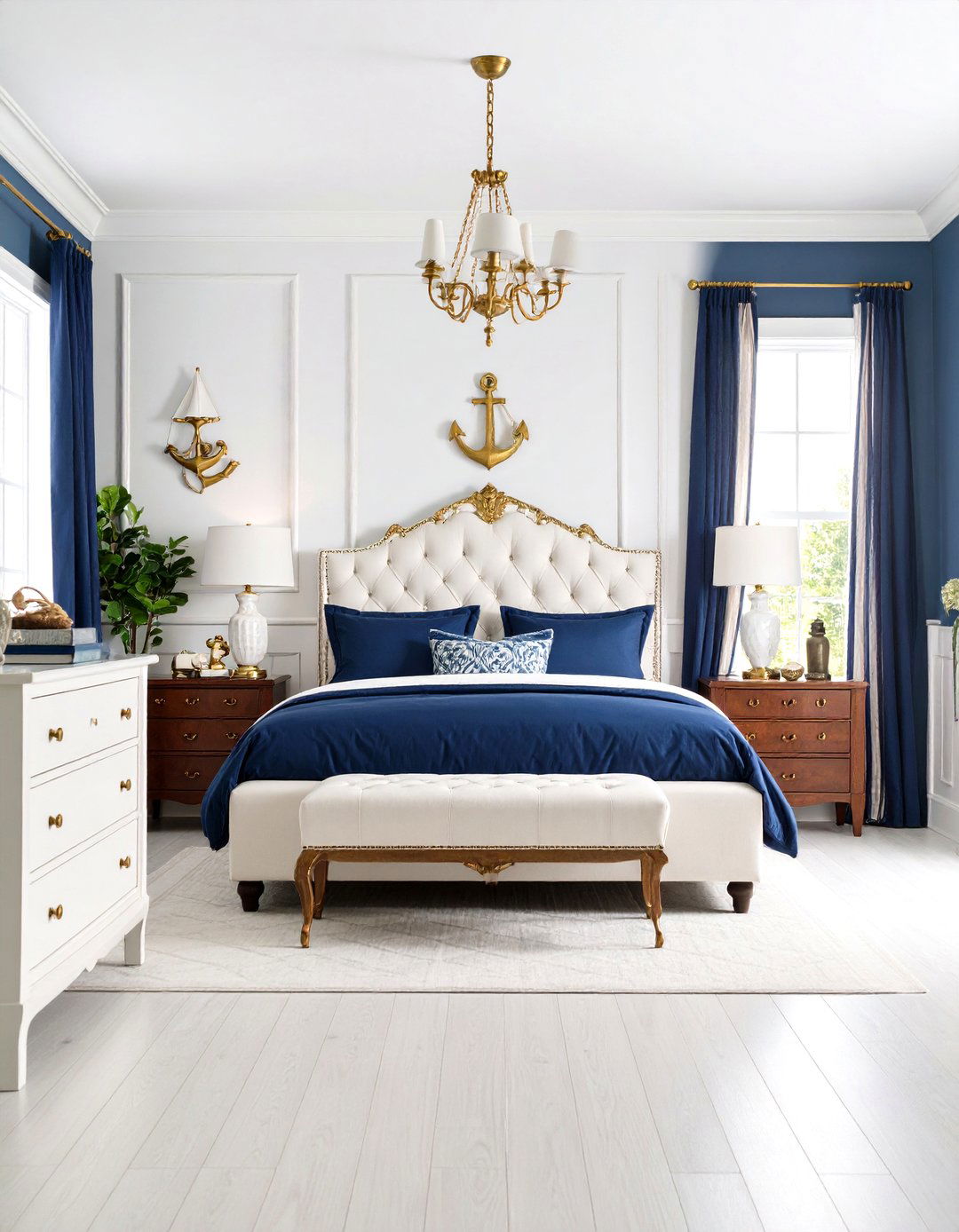 Classic Navy and White Nautical Preppy Room - 20 Preppy Room Ideas