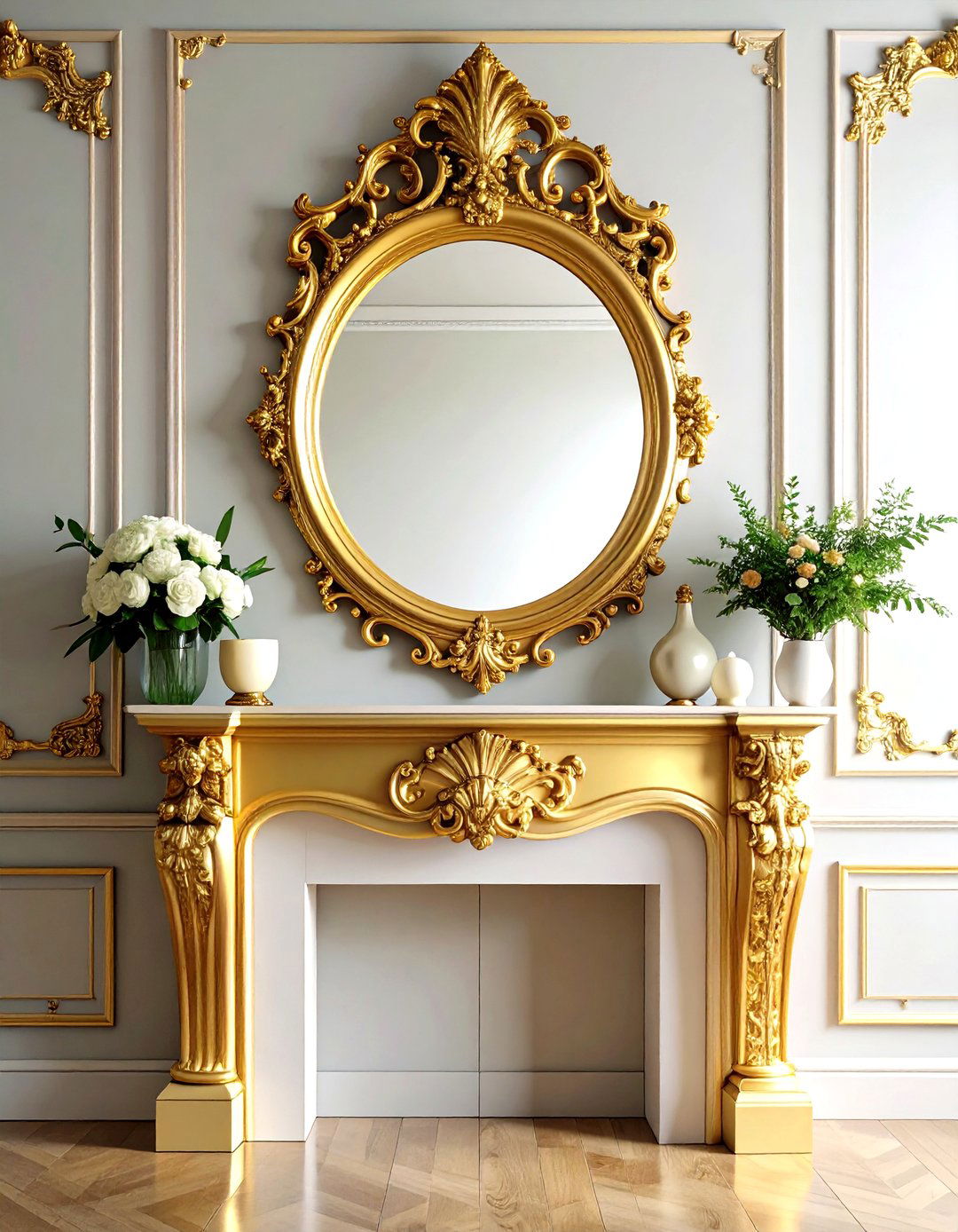 Classic Ornate Gold Mirror Over Fireplace - 20 Mirror Over Fireplace Ideas