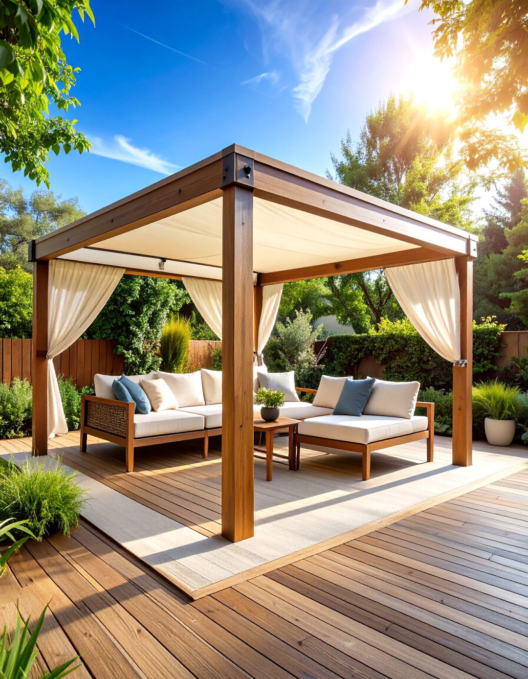Classic Pergola with Retractable Canopy Deck - 20 Covered Deck Ideas