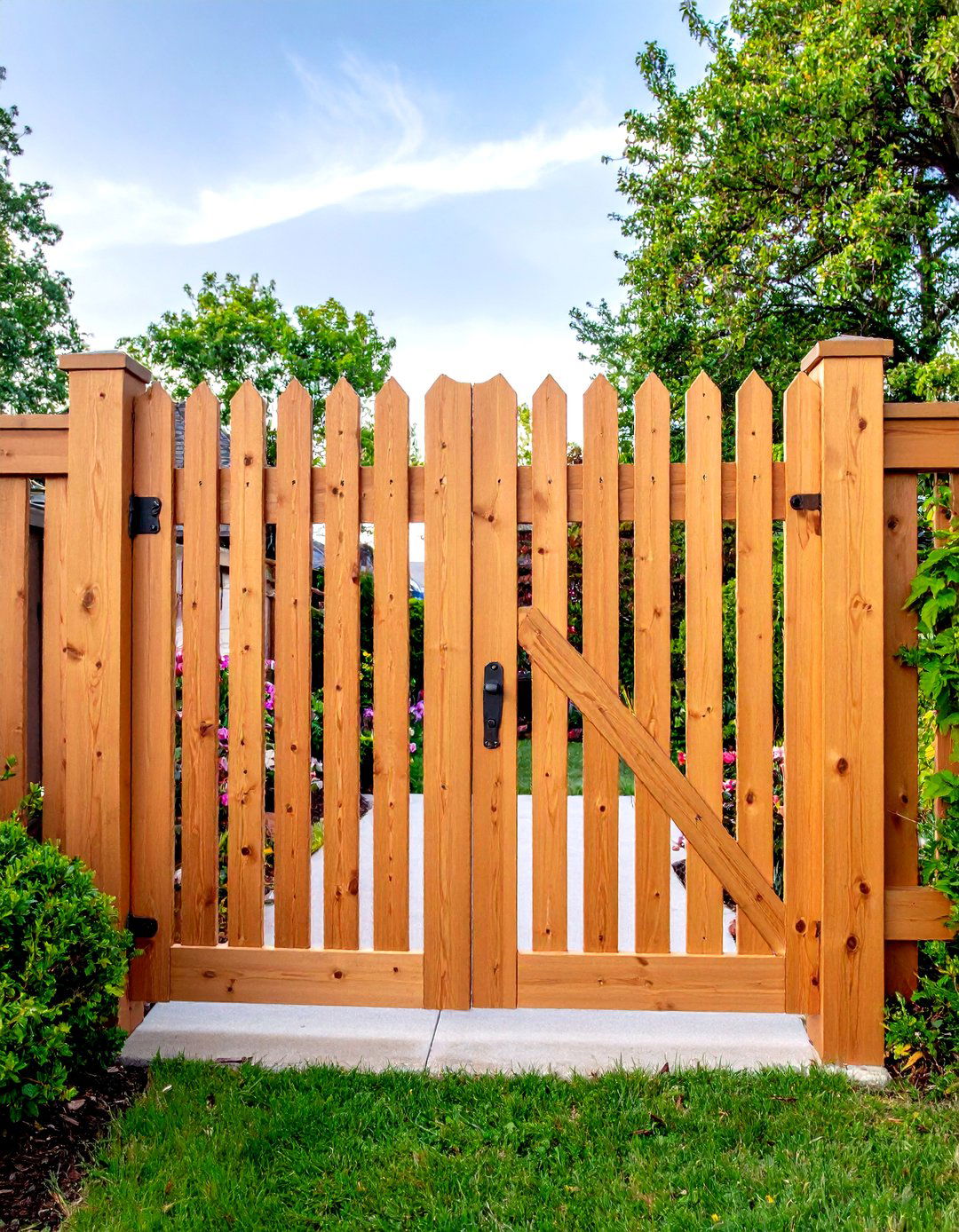 Classic Picket Deck Gate Matches the Railing - 20 Deck Gate Ideas