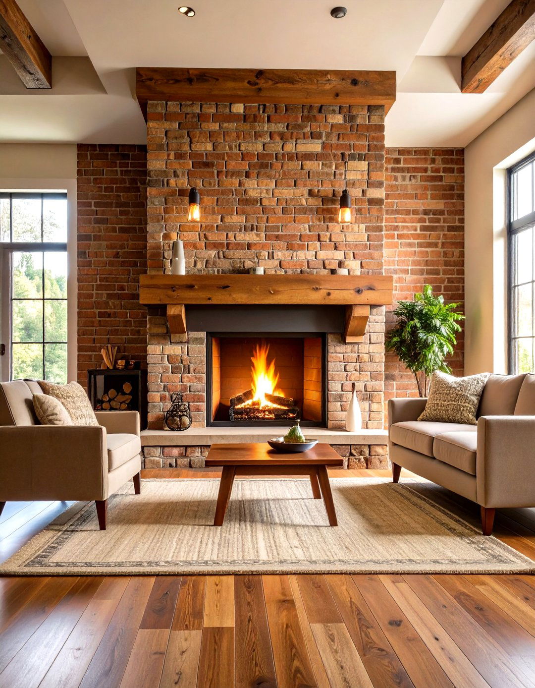 Classic Red Brick Revival Fireplace - 20 Floor to Ceiling Fireplace Ideas