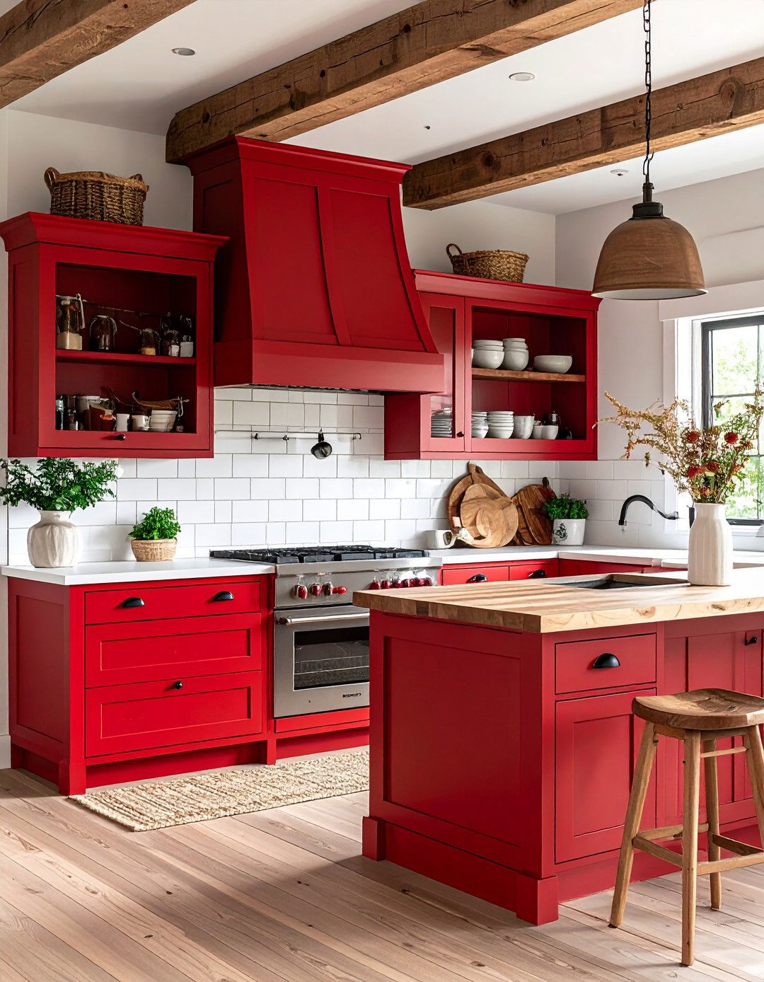Classic Red Kitchen Farmhouse Design - 20 Red Kitchens