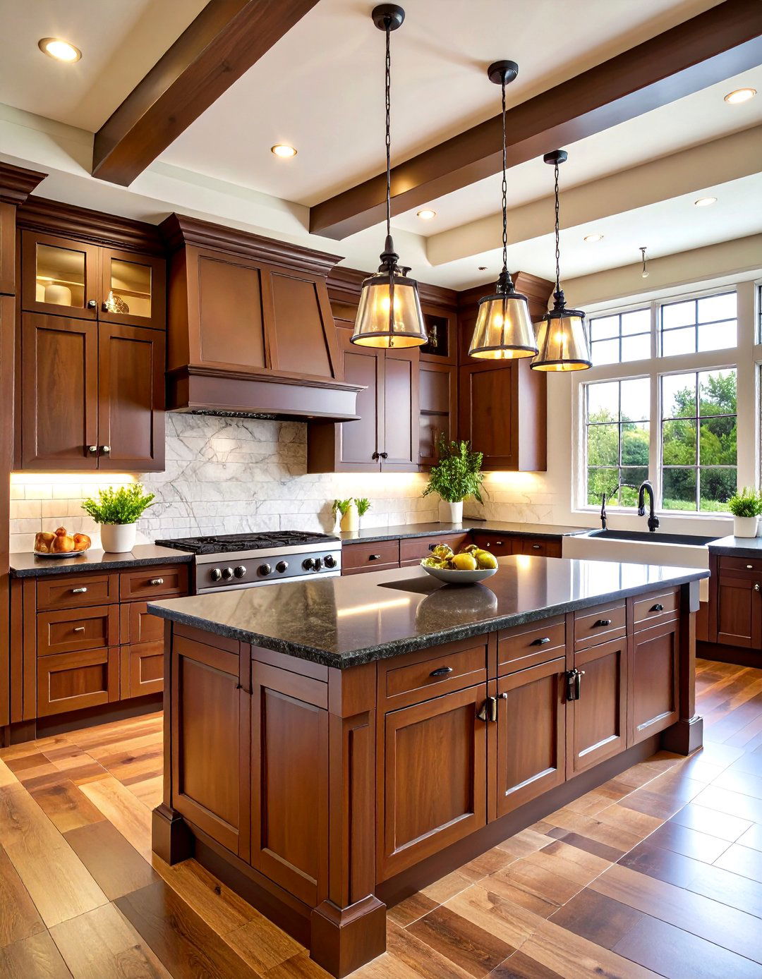 Classic Shaker Brown Kitchen Cabinets With Black Countertops - 20 Brown Kitchen Cabinets With Black Countertops