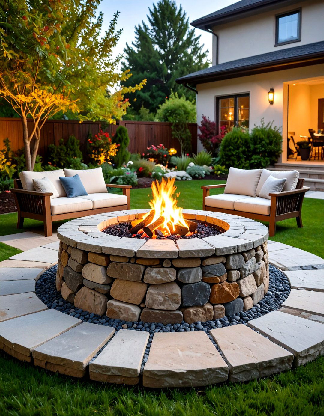 Classic Stone Circle Wood Burning Fire Pit - 20 Wood Burning Fire Pit Ideas