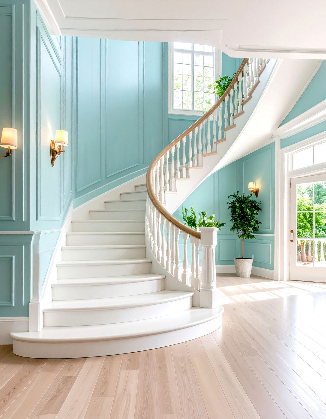 Classic Straight White Oak Staircase with Consistent Design - 20 White Oak Staircase Ideas