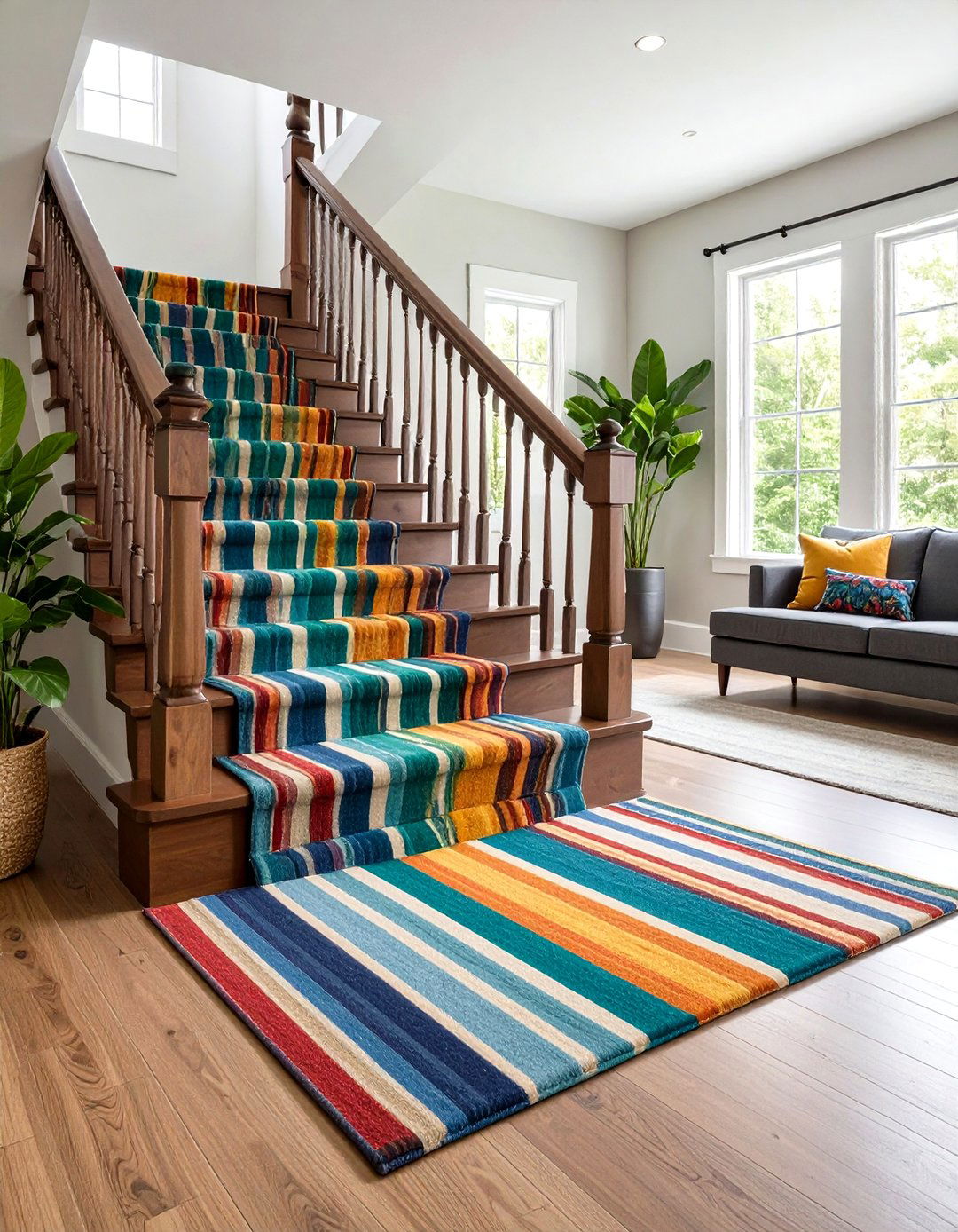 Classic Striped Runners - 20 Stair Runner Ideas