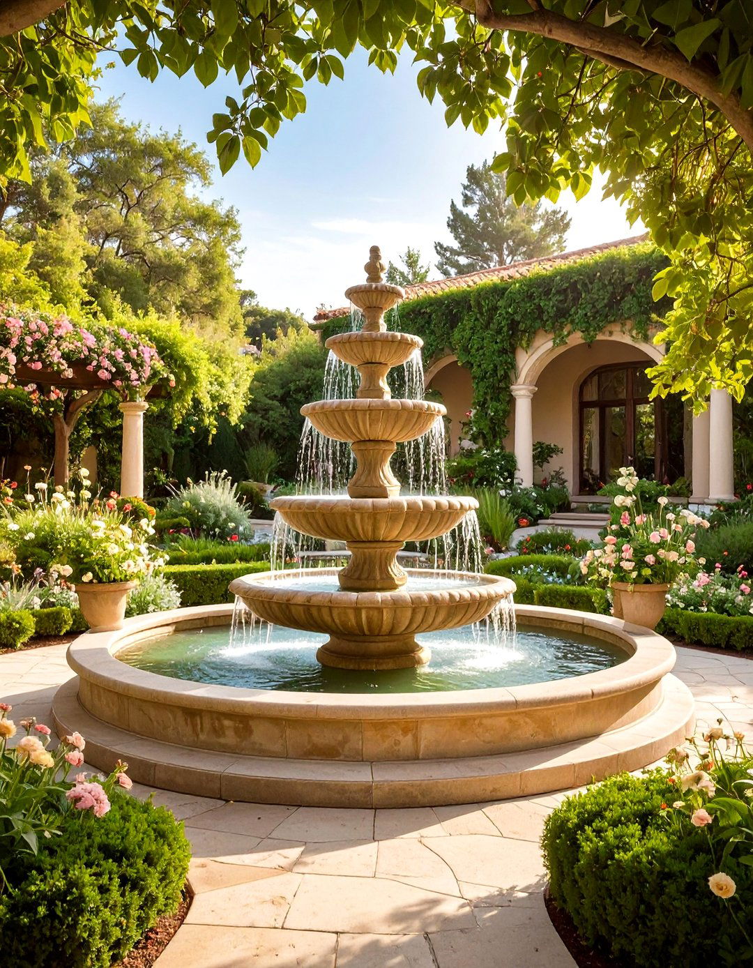 Classic Tiered Garden Centerpiece Fountain - 20 Garden Centerpiece Ideas