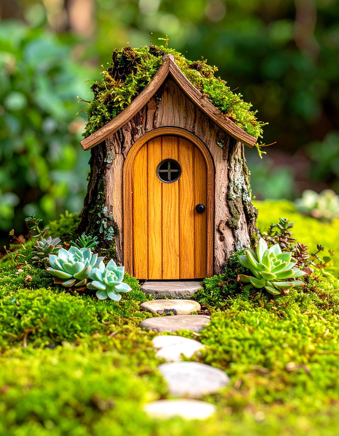 Classic Tree Stump Fairy Door Installation - 20 Tree Stump Fairy Garden Ideas