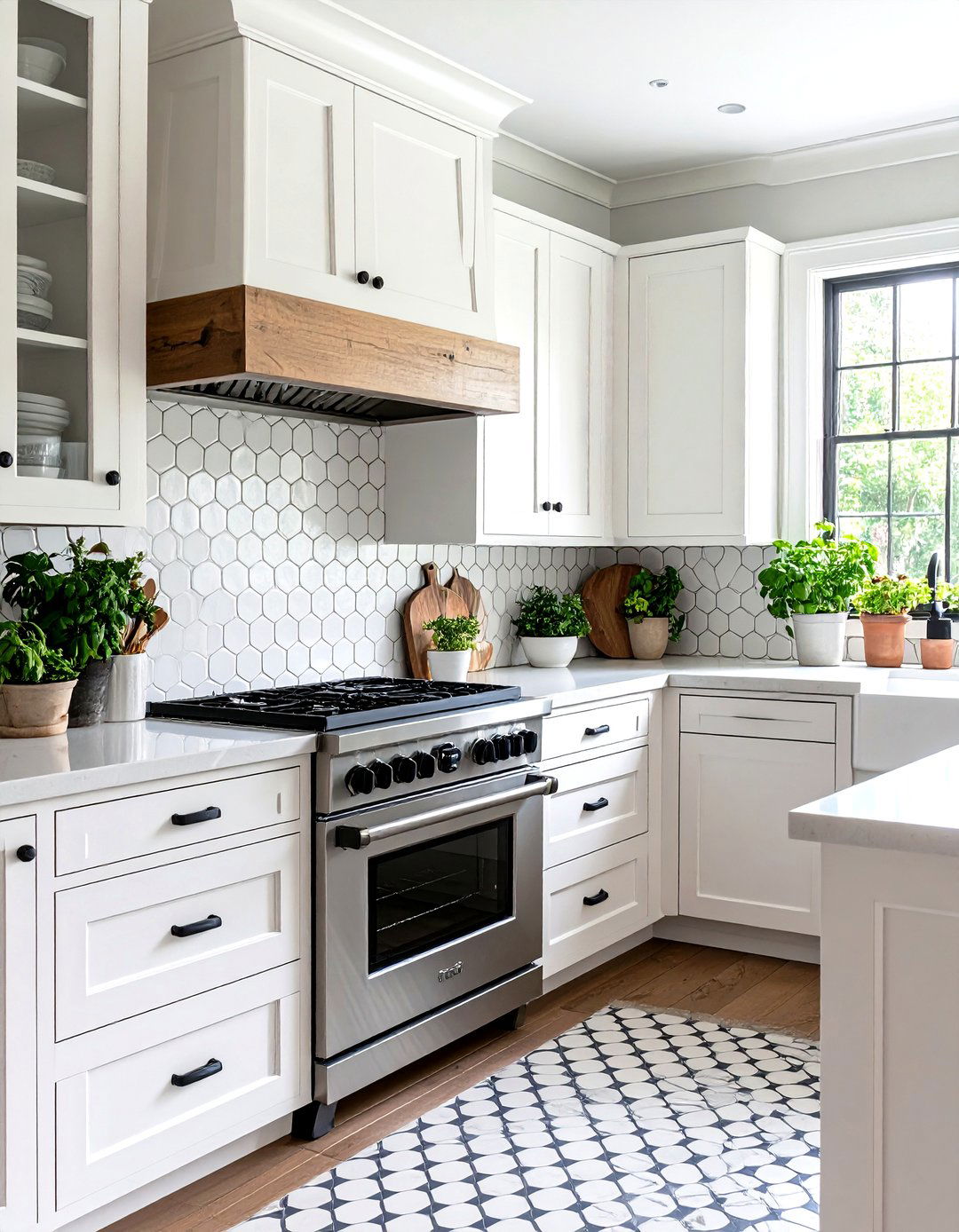 Classic White Cabinet Kitchen Backsplash Penny Round Tiles - 20 White Cabinet Kitchen Backsplash Ideas