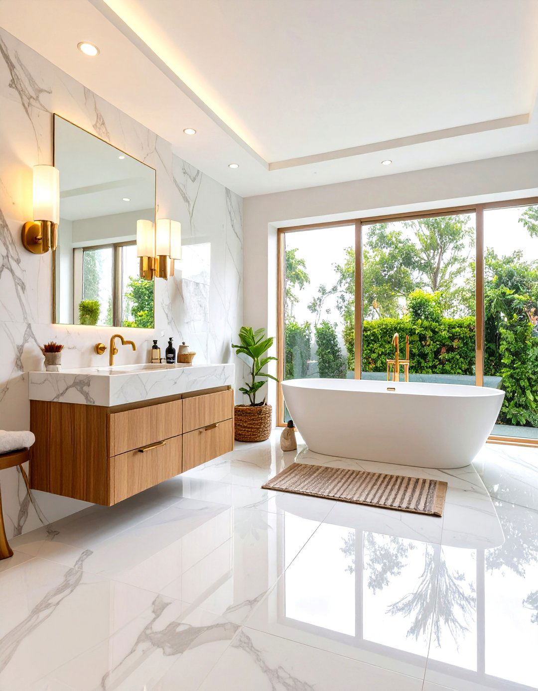 Classic White Carrara Marble Bathroom Spa Sanctuary - 20 Marble Bathroom Ideas