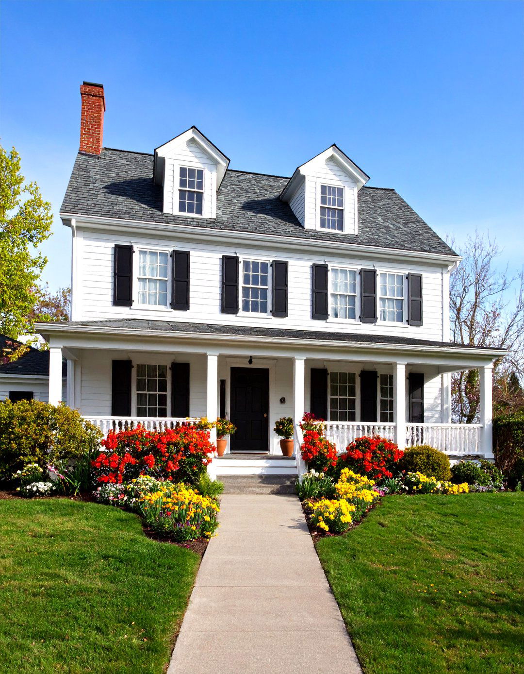 Classic White Dutch Colonial Design - 20 White Siding House Designs