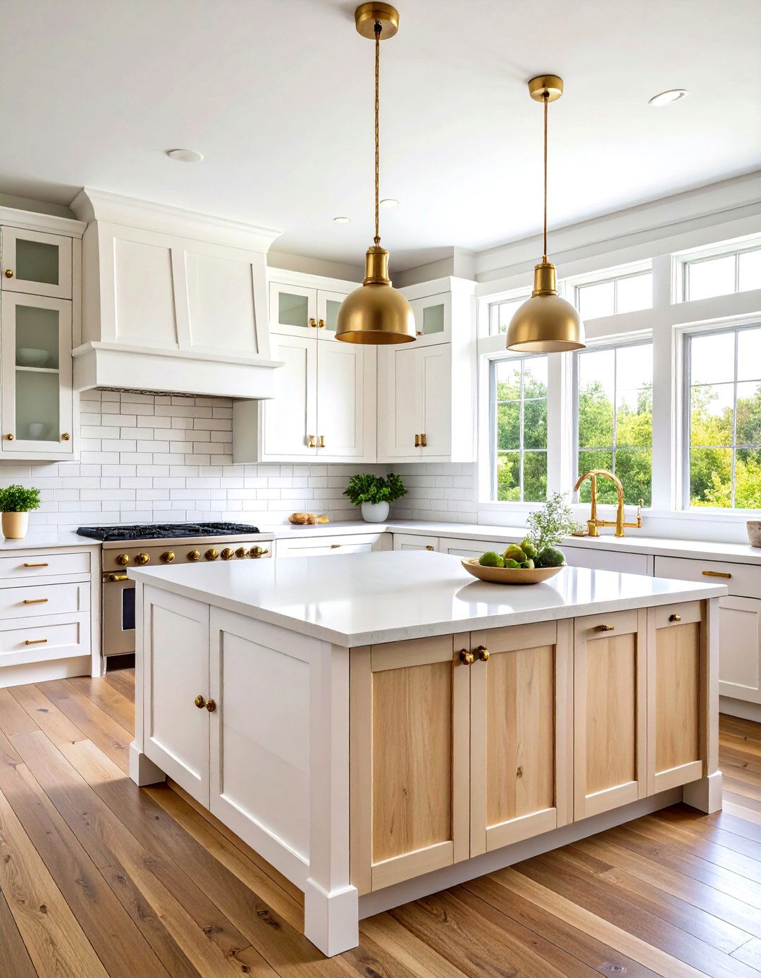 Classic White Farmhouse Kitchen with Shaker Cabinets and Subway Tile - 20 White Farmhouse Kitchen Ideas