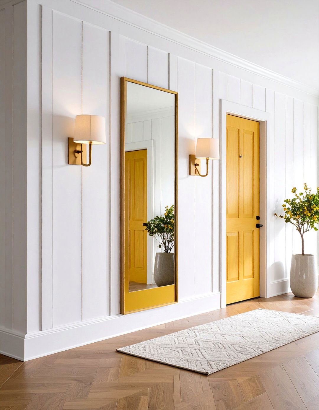 Classic White Full Shiplap Accent Wall - 20 Shiplap Wall Entryway Ideas
