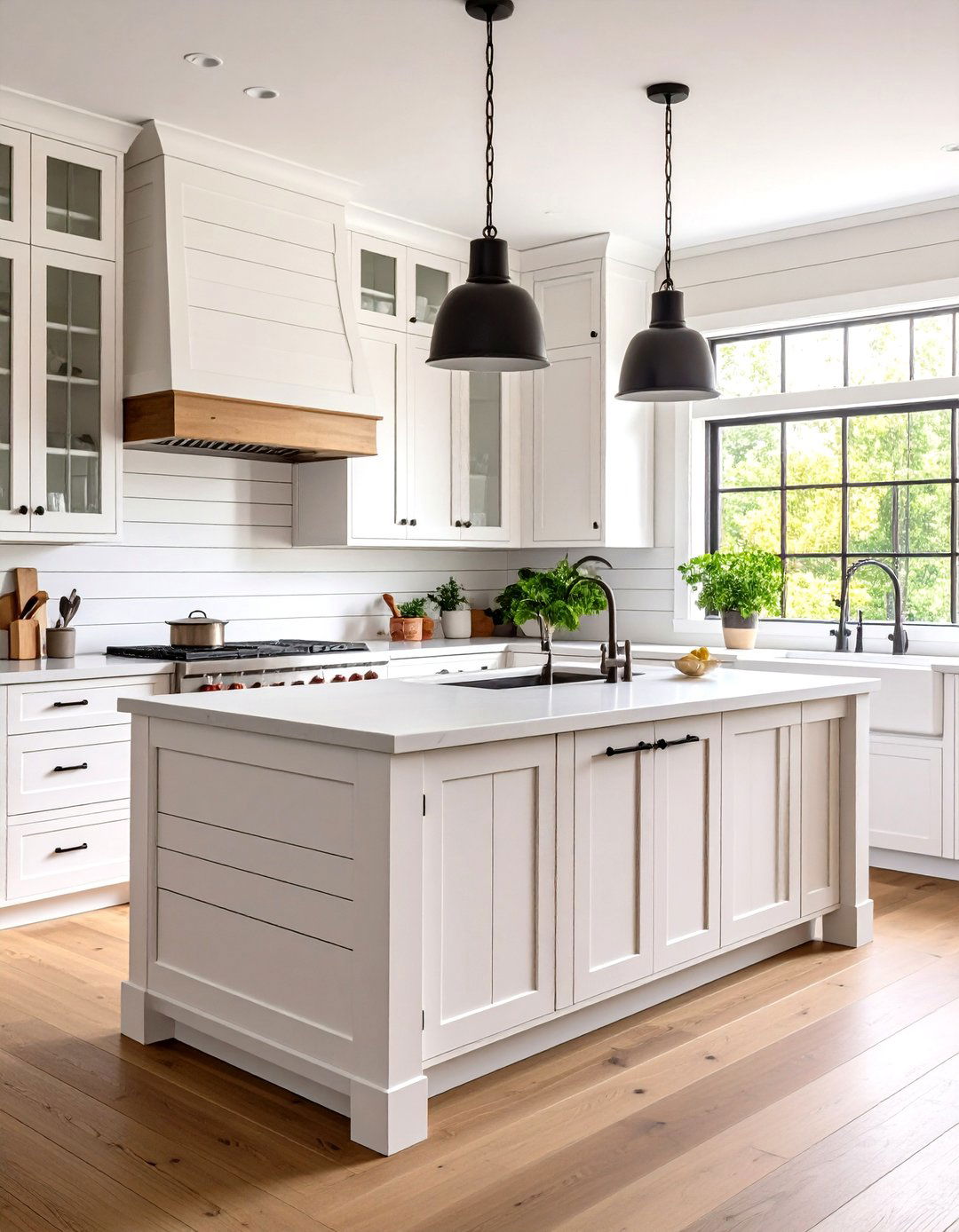 Classic White Horizontal Shiplap - 20 Shiplap Kitchen Island Ideas