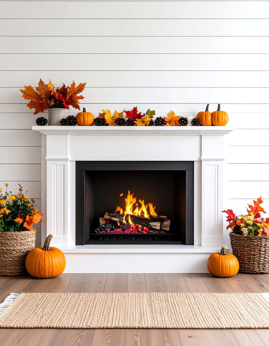 Classic White Shiplap Fireplace Wall - 20 Fireplace Accent Wall Ideas