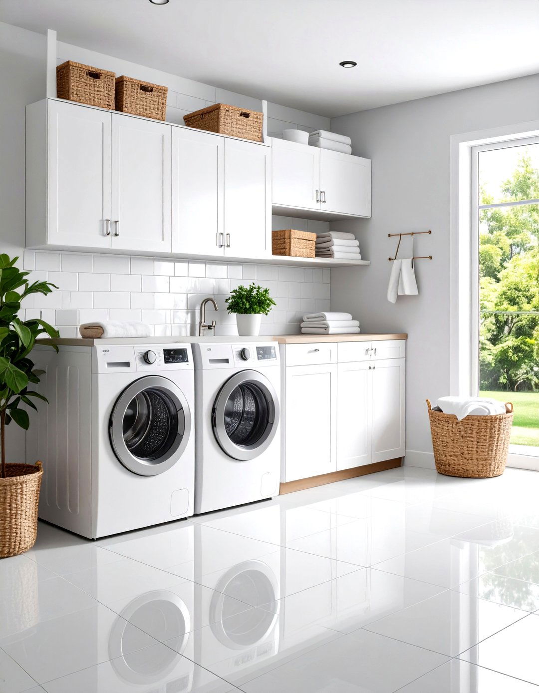 Classic White Subway Laundry Room Tile Design - 20 Laundry Room Tile Ideas