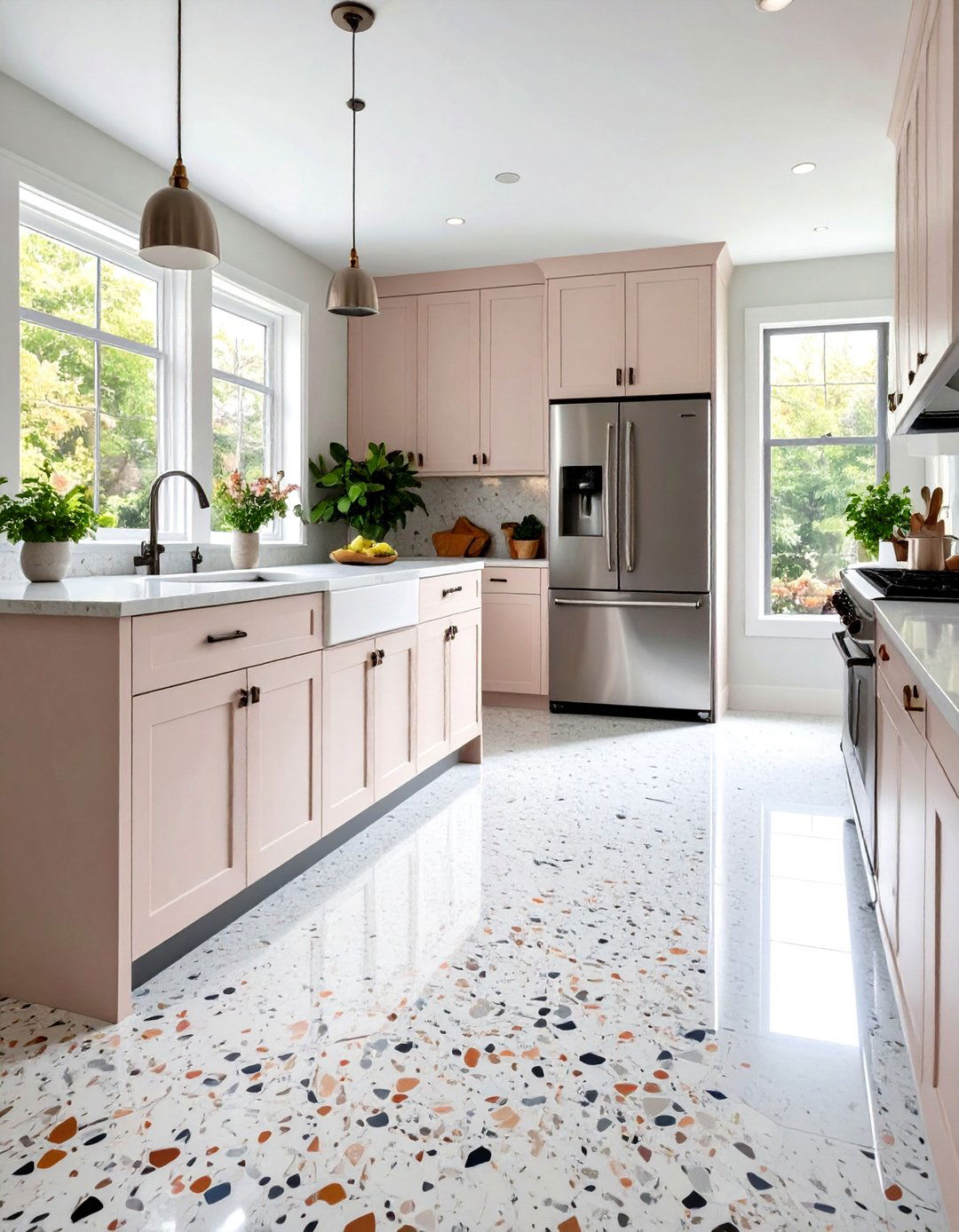 Classic White Terrazzo with Large Chips - 20 Terrazzo Kitchen Floor Ideas