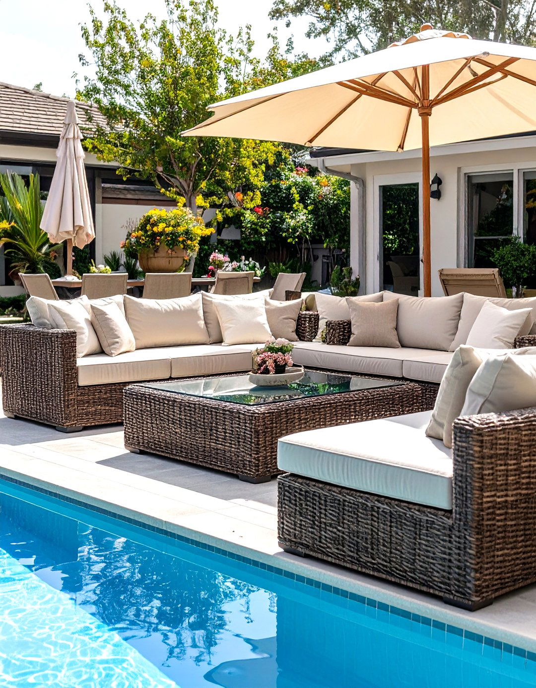 Classic Wicker Pool Furniture Set - 20 Pool Furniture Ideas
