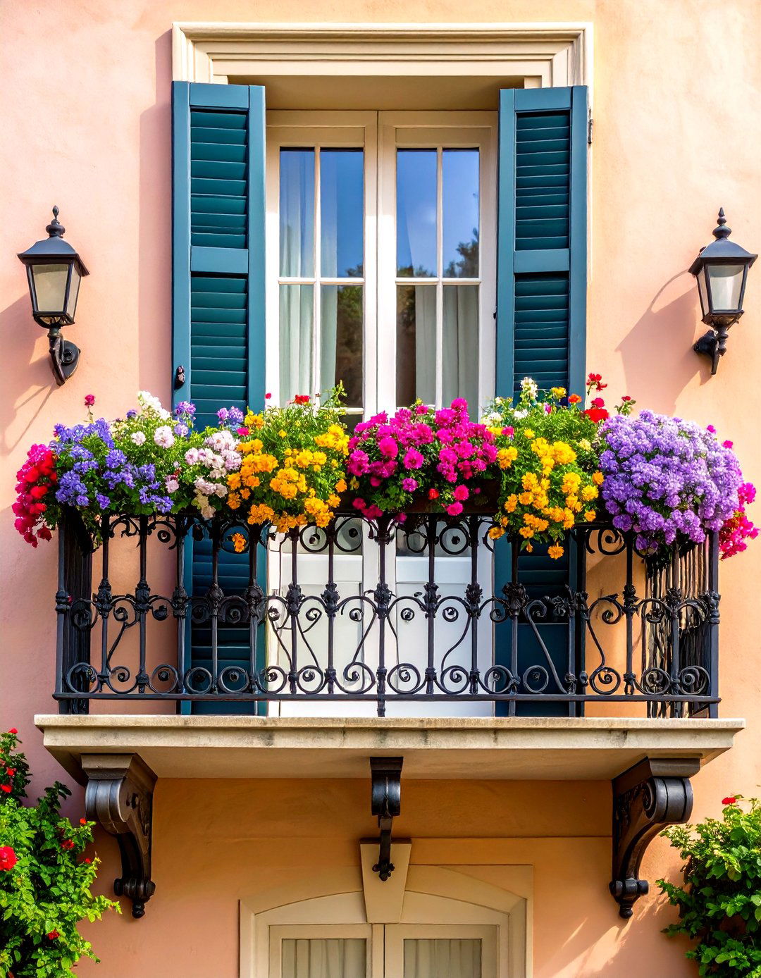Classic Wrought Iron Juliet Balcony with French Doors - 20 Juliet Balcony Ideas