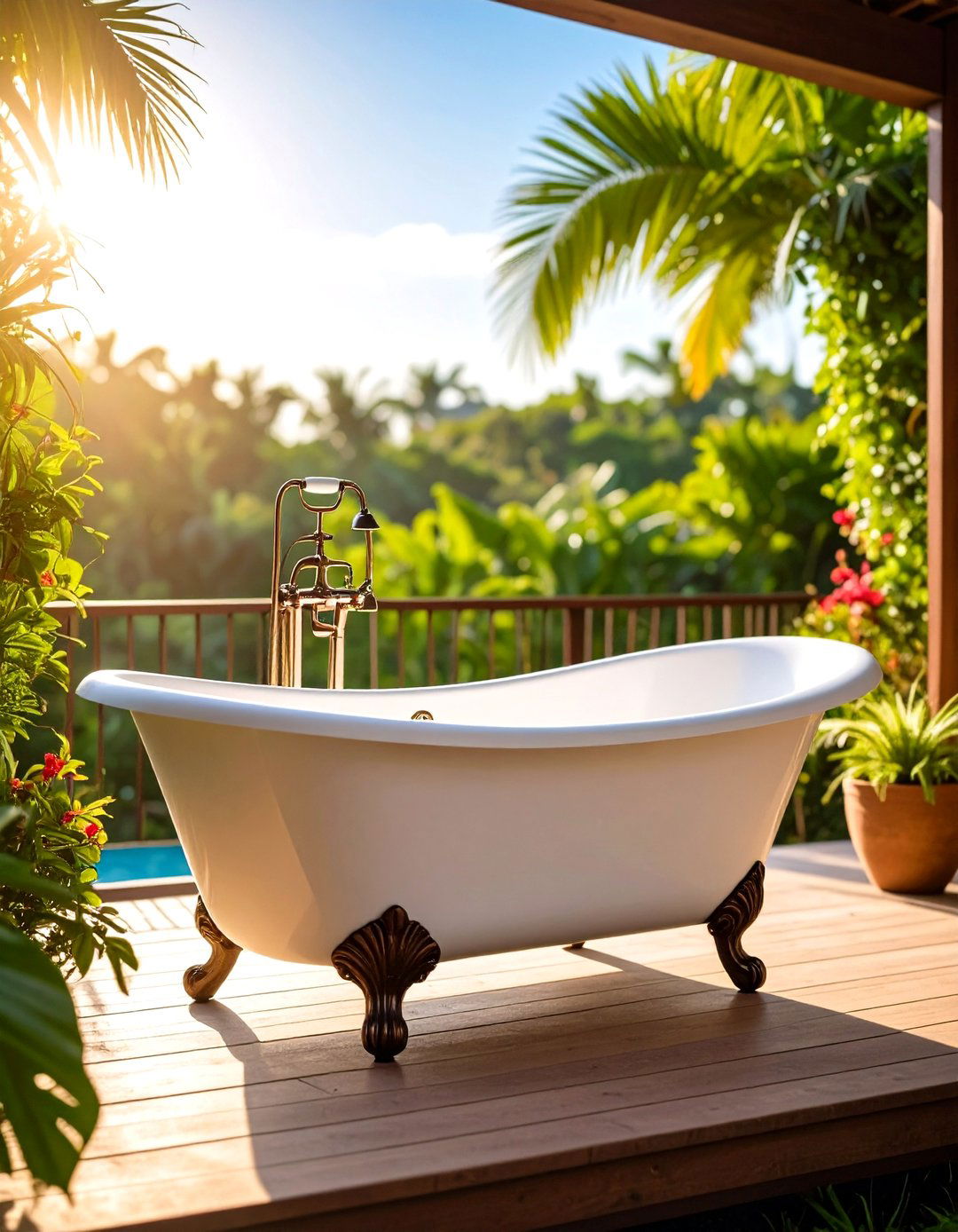 Clawfoot Outdoor Bathtub for Vintage Elegance - 20 Outdoor Bathtub Ideas