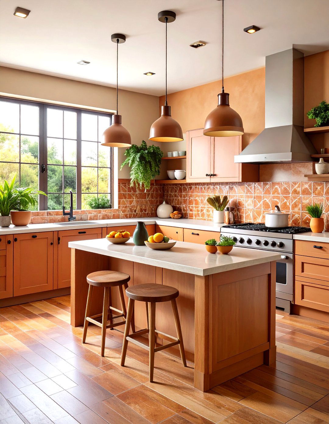Clay Tile Backsplash Layers Natural Texture - 20 Earthy Kitchen Ideas