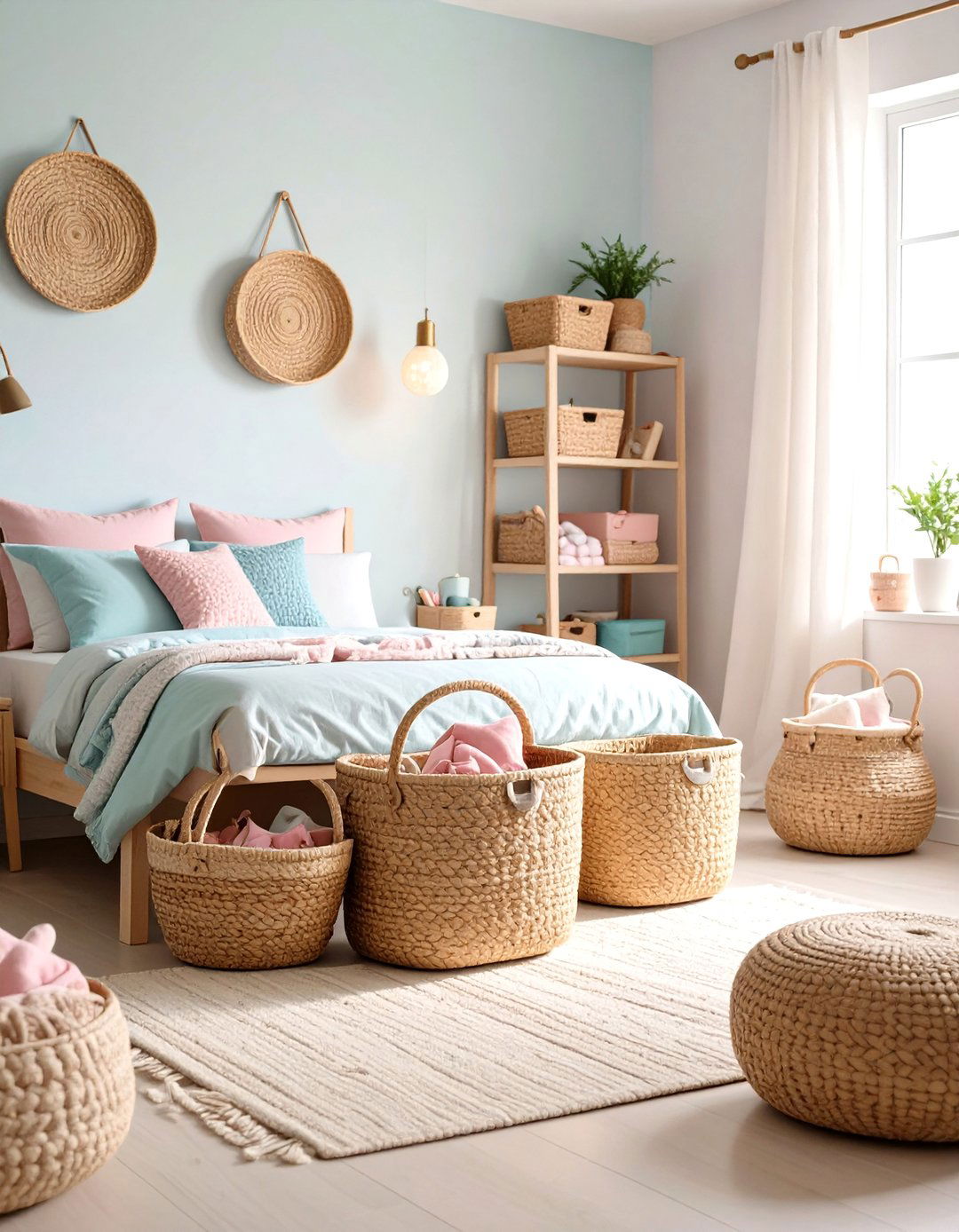 Clean Girl Room Woven Storage Baskets - 20 Clean Girl Room Ideas