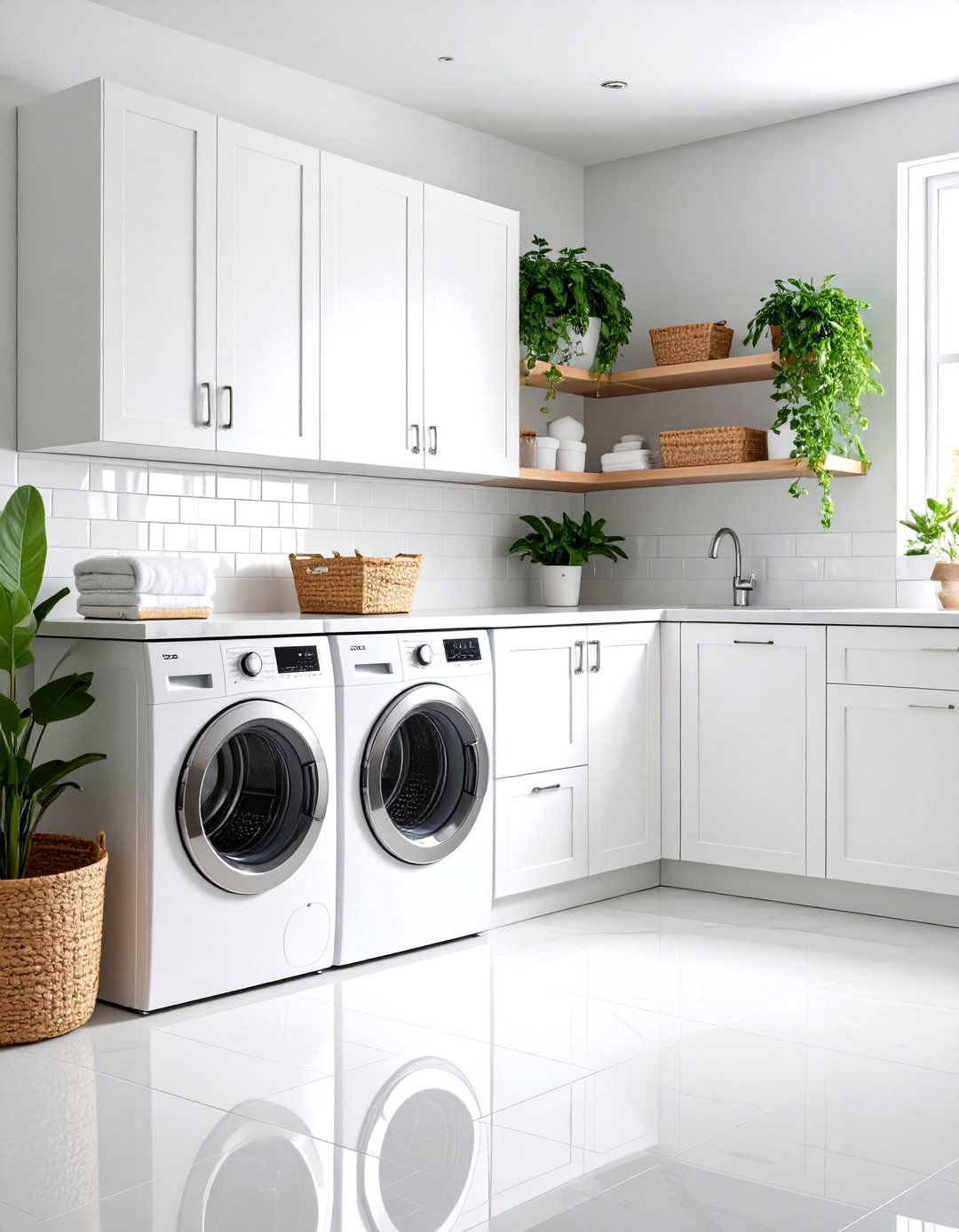 Clean White Contemporary Laundry Room Perfection - 20 Laundry Room Decor Ideas
