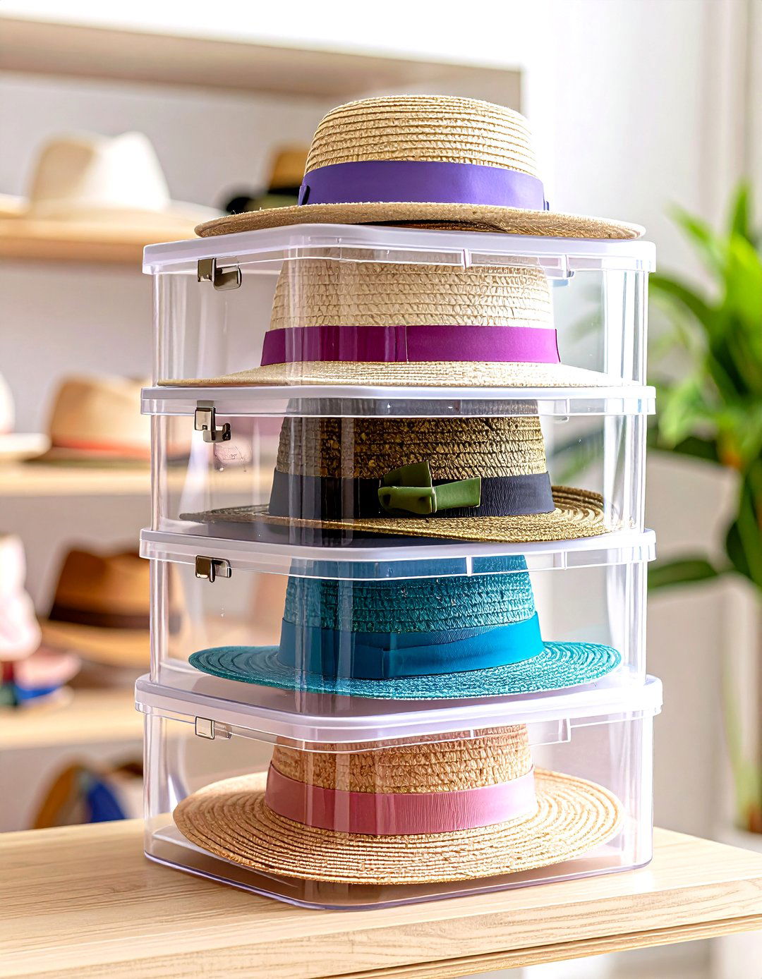 Clear Acrylic Hat Boxes for Dust Free Showcases - 20 Hat Storage Ideas