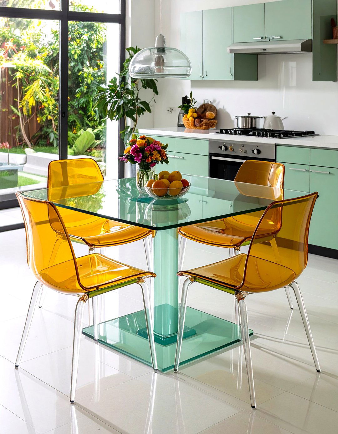 Clear Acrylic Pedestal Table - 20 Small Kitchen Table Ideas
