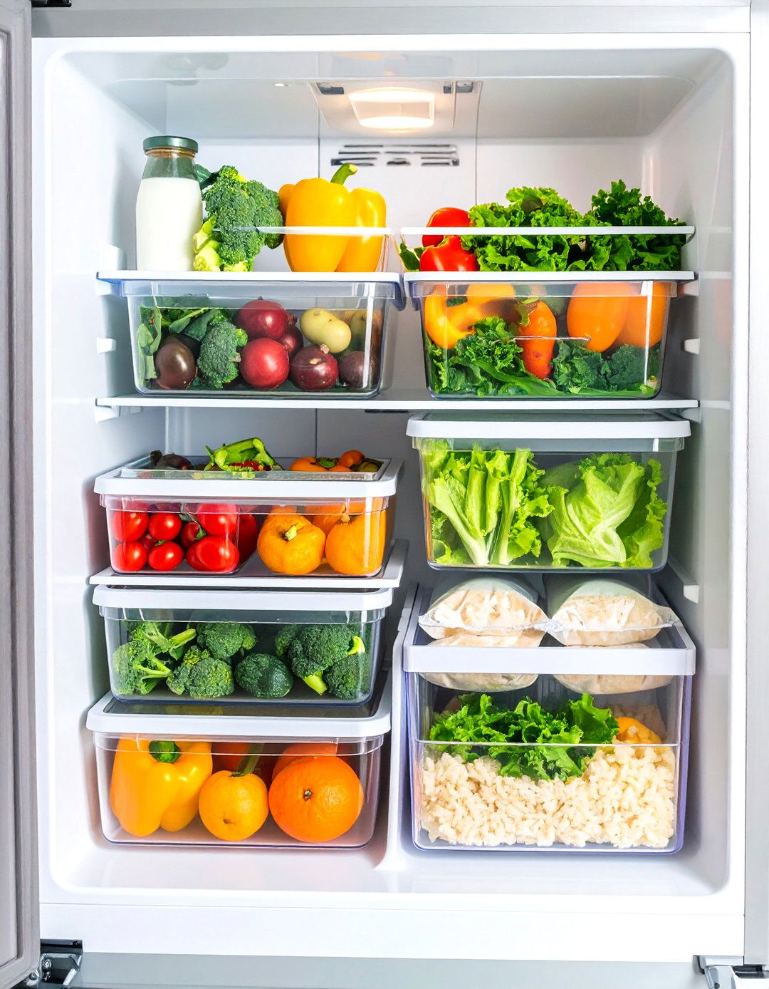 Clear Modular Bins Keep Fridge Zones Obvious - 20 Fridge Organization Ideas