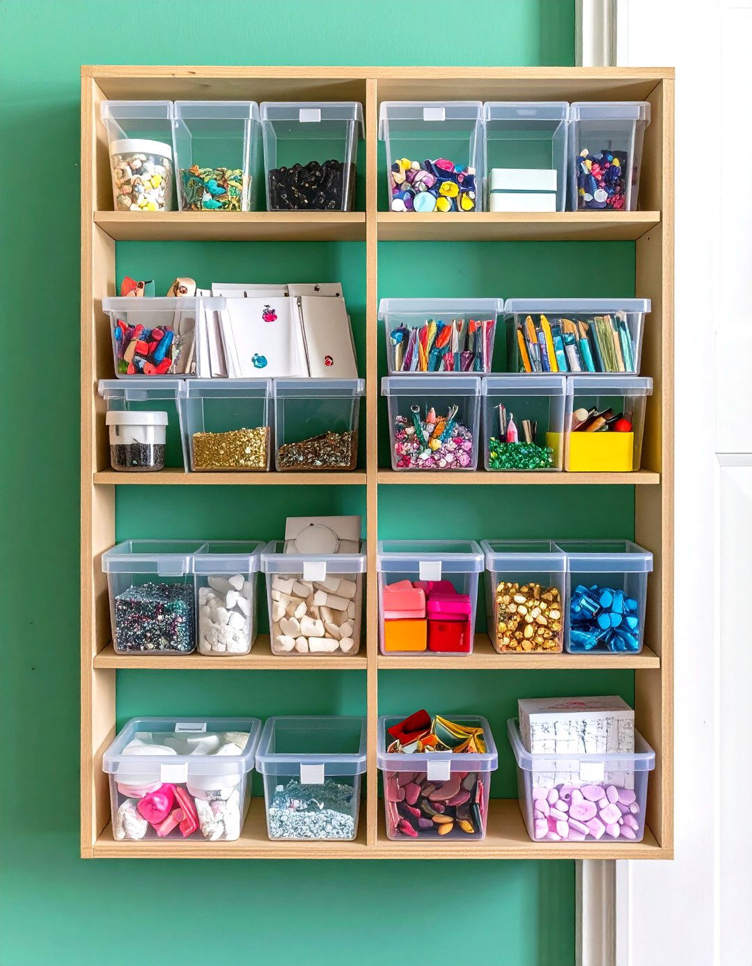 Clear Pocket Wall Organizers for Stamps and Dies - 20 Craft Room Organization Ideas