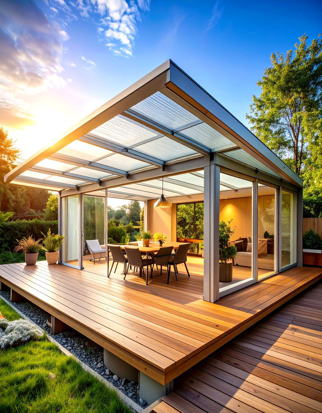 Clear Polycarbonate Panel Deck Roof - 20 Deck Roof Ideas