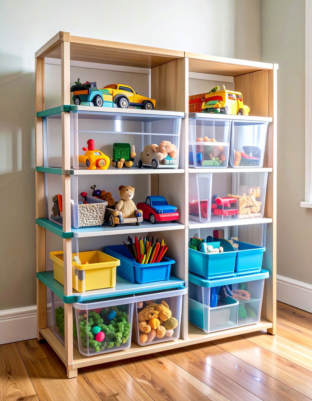 Clear Stackable Bins for Visible Toy Storage Access - 20 Toy Storage Ideas