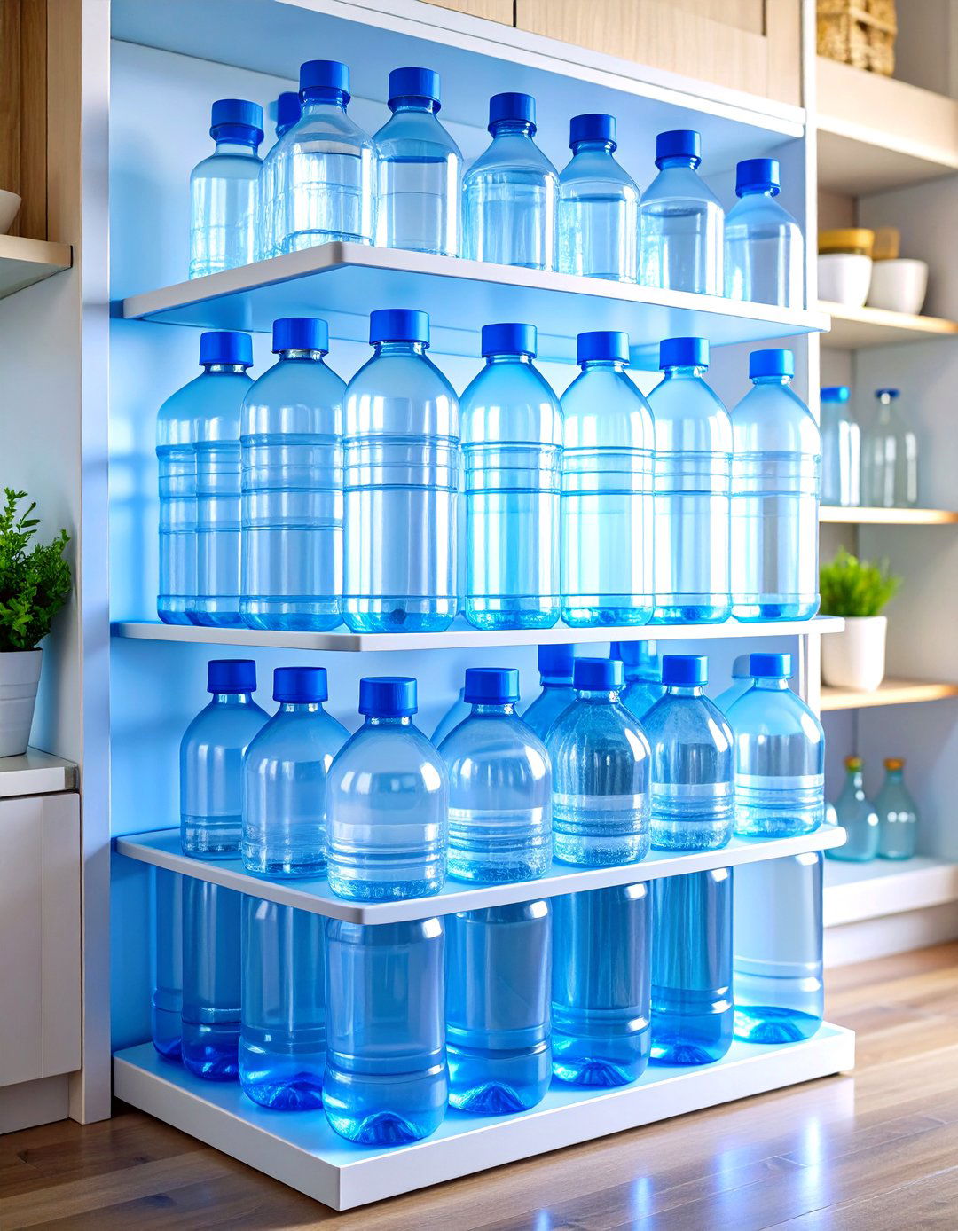 Clear Stackable Water Bottle Storage Tower System - 20 Water Bottle Storage Ideas