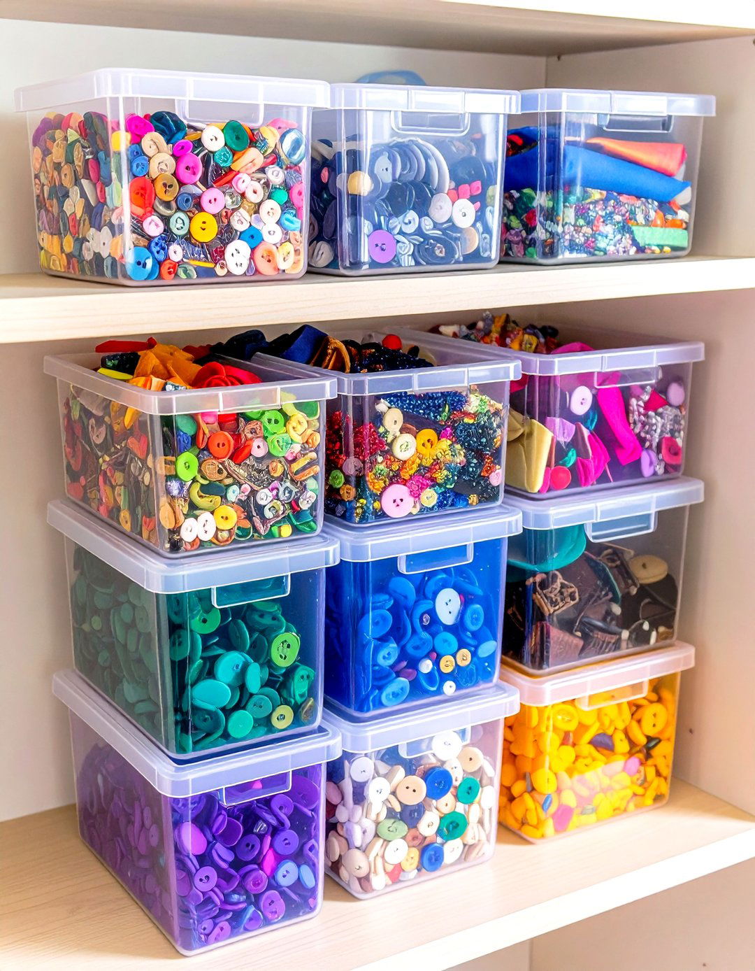 Clear Storage Containers - 20 Sewing Room Ideas