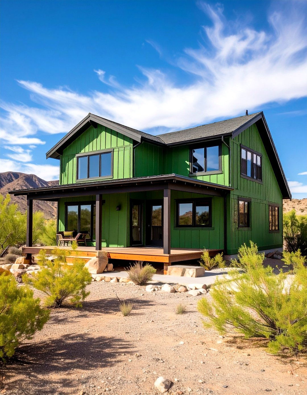 Climate Responsive Tweaks - 20 Forest Green House With Black Trim