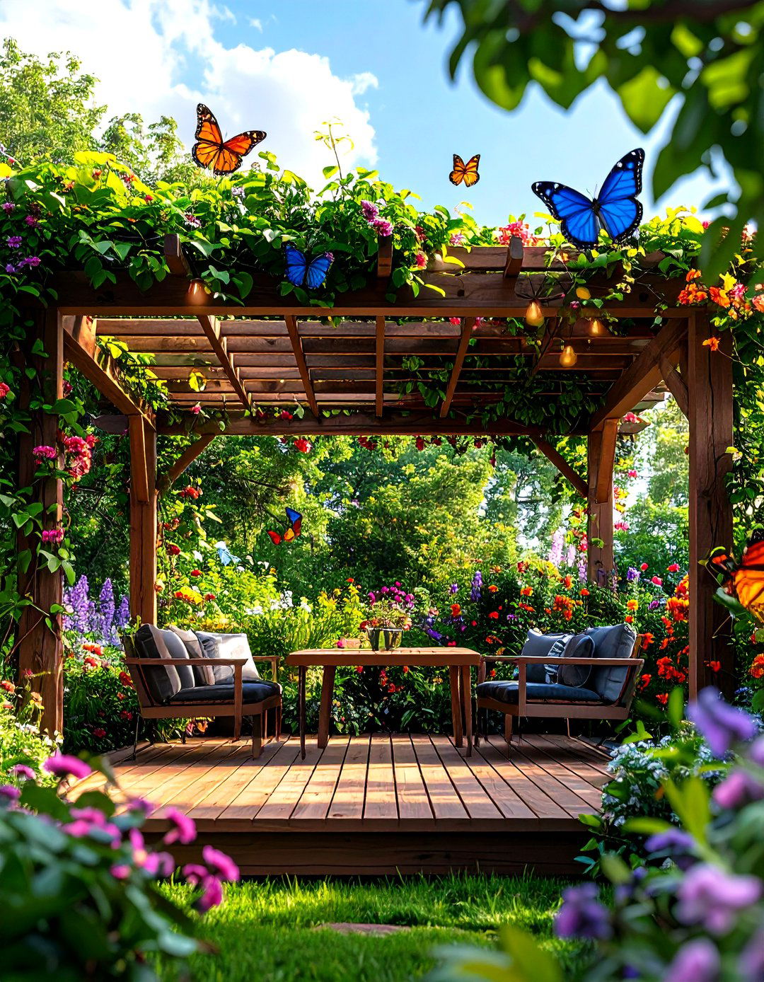 Climbing Vine Hybrid Pergola Deck Roof - 20 Deck Roof Ideas