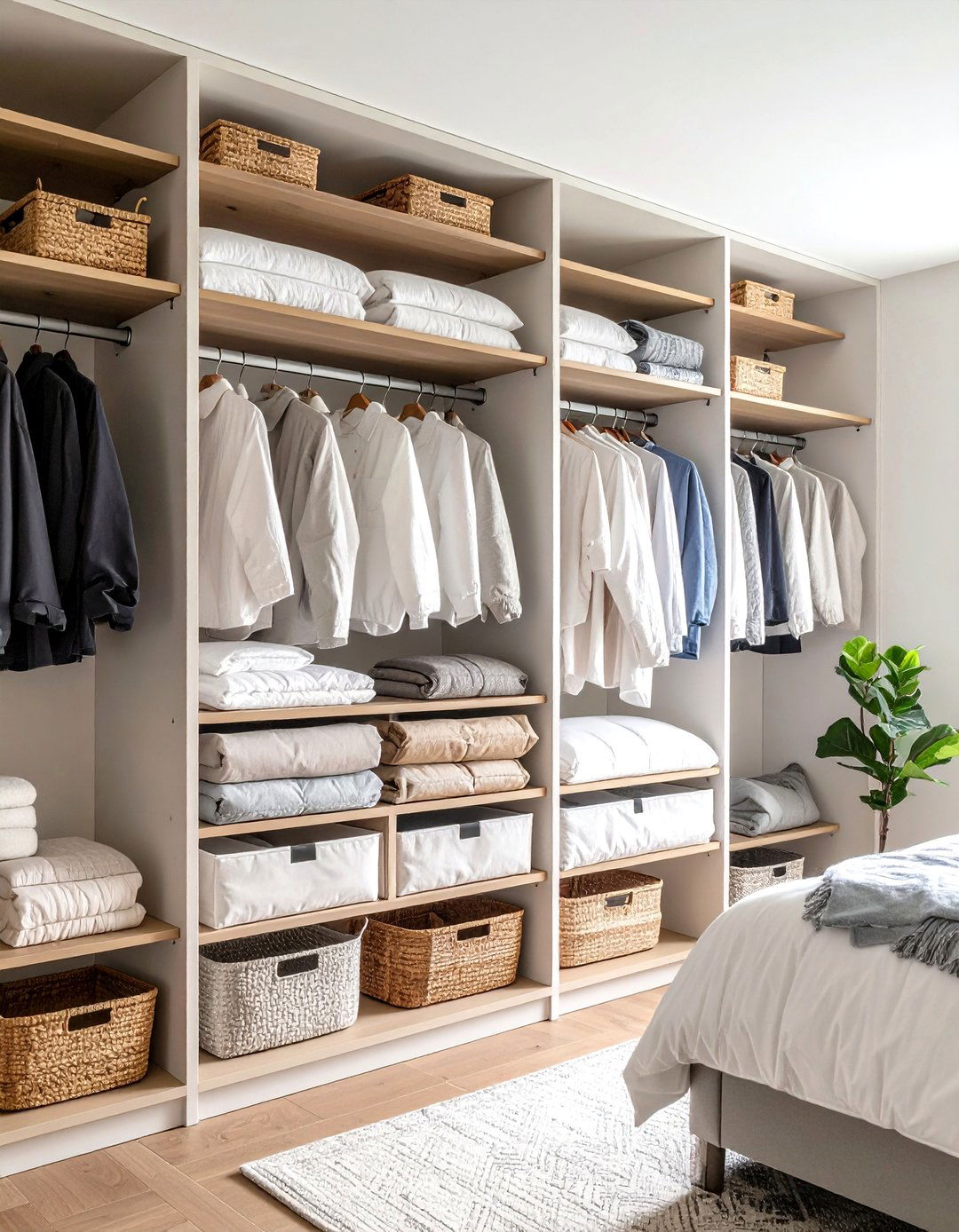 Closet Hanging Comforter Organizers - 20 Comforter Storage Ideas