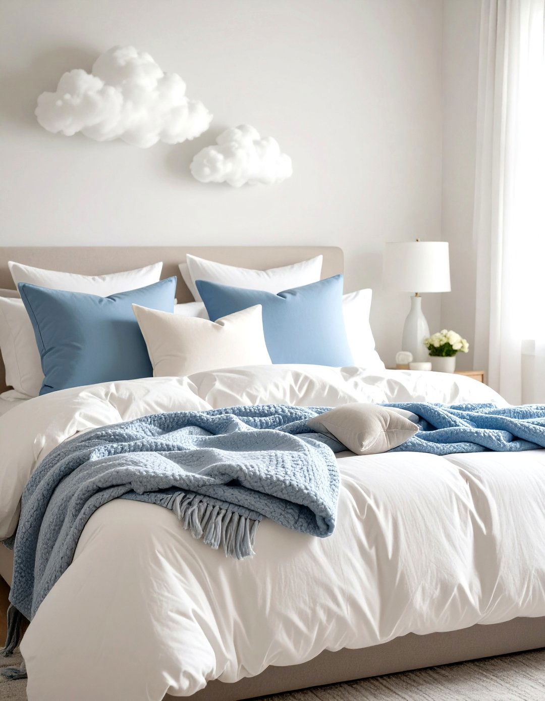 Cloud Themed Bedroom Textile Layering - 20 Cloud Themed Bedroom Ideas
