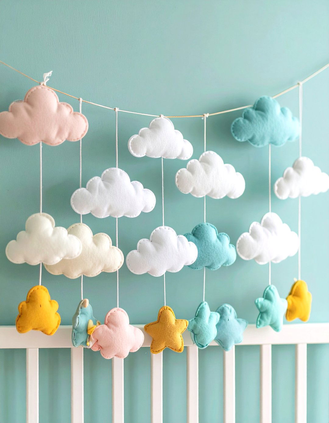 Cloud Themed Nursery Fabric Garlands - 20 Cloud Themed Nursery Ideas