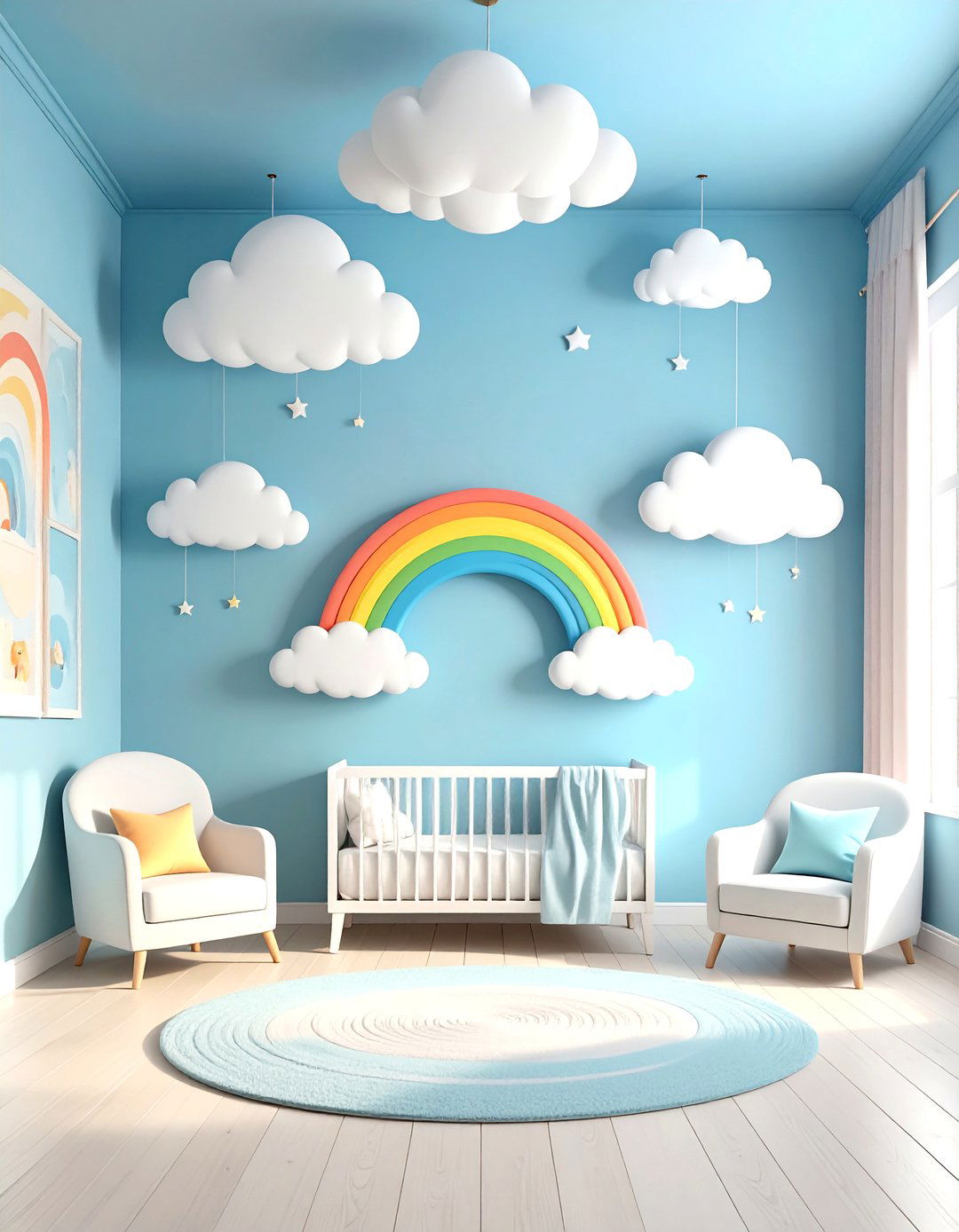 Cloud and Sky Rainbow Nursery Dreamscape - 20 Rainbow Nursery Ideas