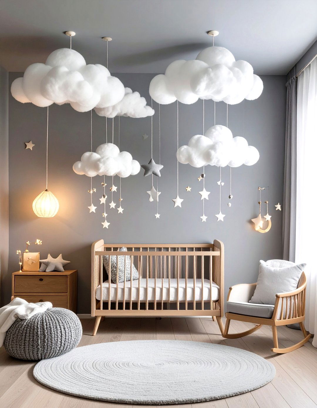 Cloudy Grey Ceiling and Sky Motif - 20 Grey Nursery Ideas
